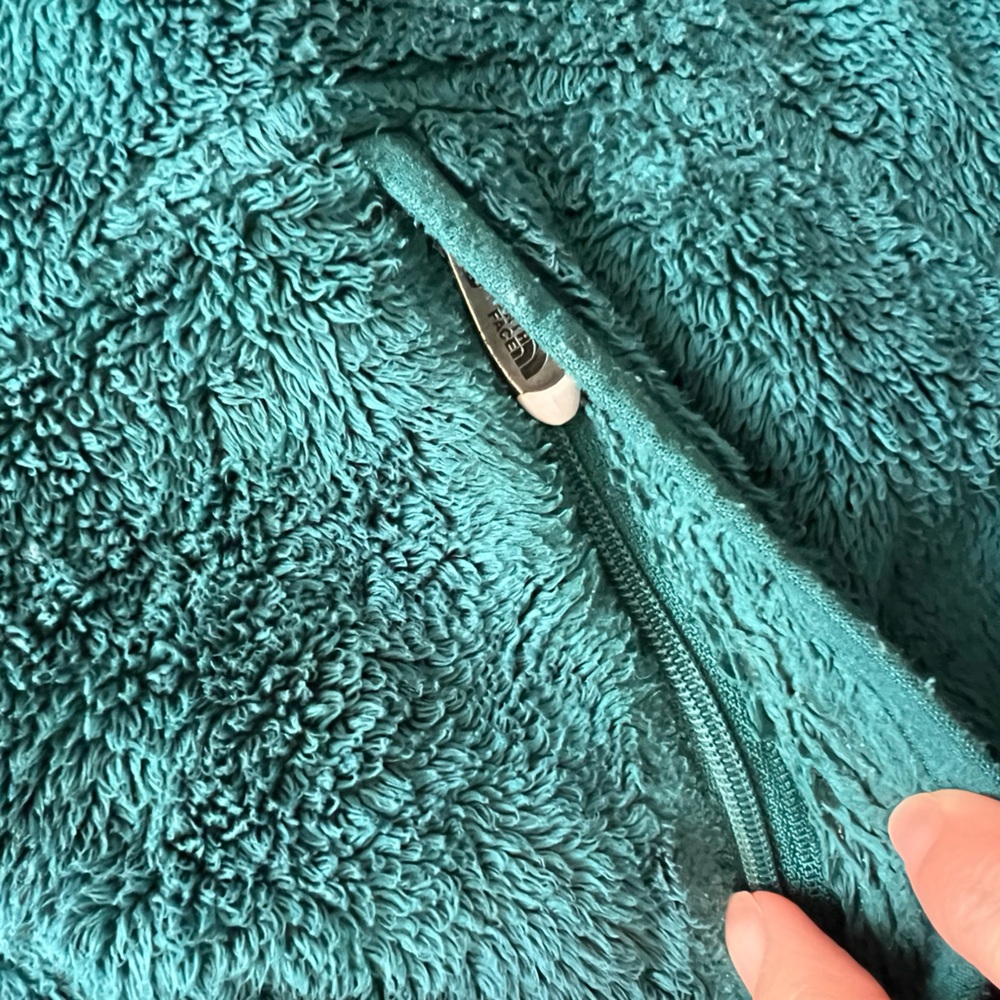 The North Face fleece full zip jacket w/hood women’s Sz S beautiful dark teal - Picture 13 of 16